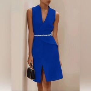 Fehaute Sleeveless Rhinestone A-Line Midi Dress